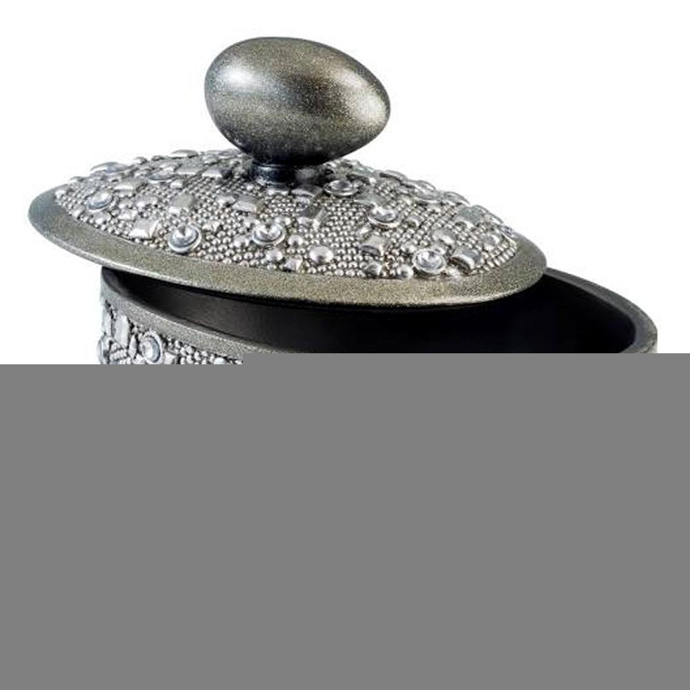 9" Silver Resin Jewelry Box With Gemstones and Crystals HomeRoots