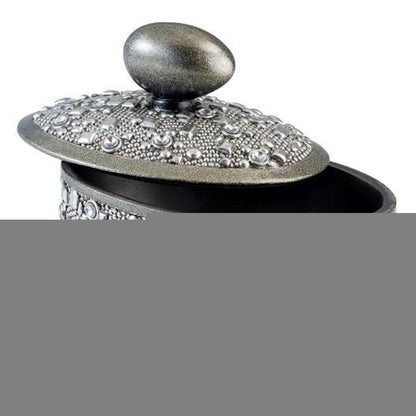 9" Silver Resin Jewelry Box With Gemstones and Crystals HomeRoots