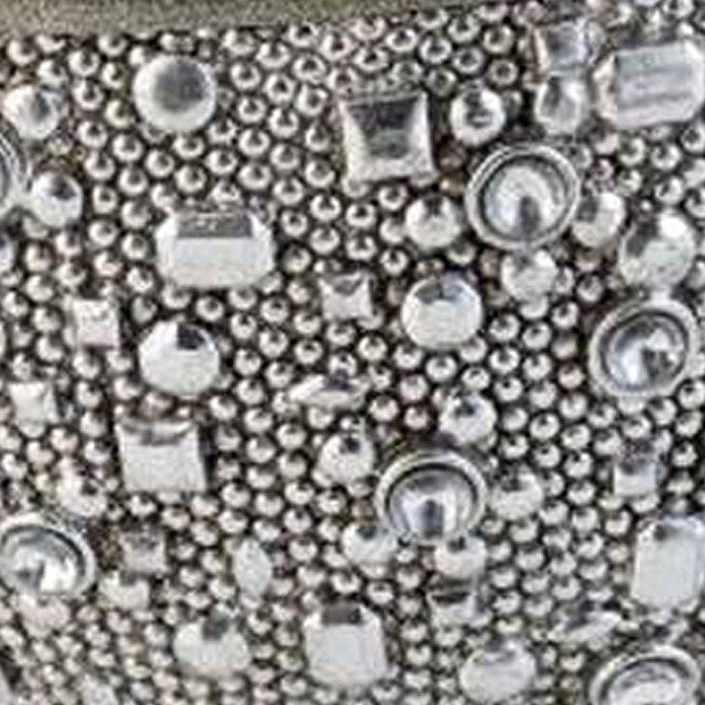 9" Silver Resin Jewelry Box With Gemstones and Crystals HomeRoots
