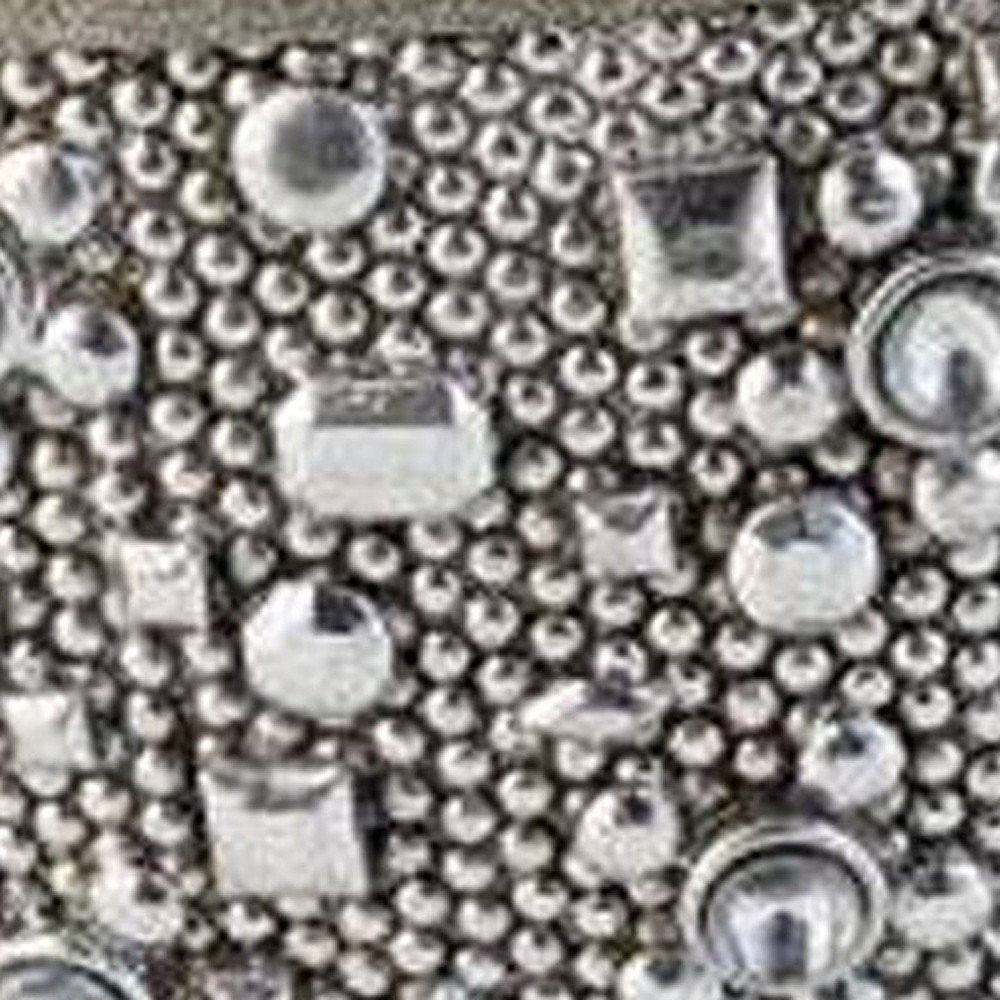 9" Silver Resin Jewelry Box With Gemstones and Crystals HomeRoots
