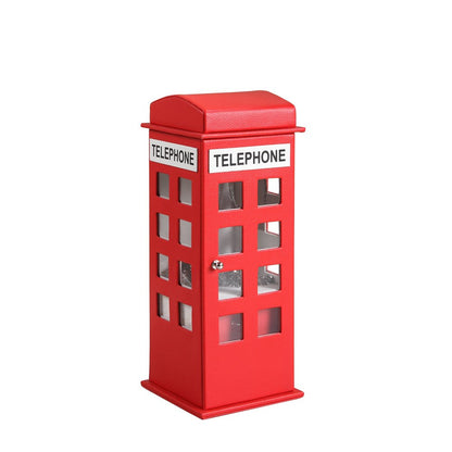 12" Red And White Faux Leather Telephone Booth Jewelry Box HomeRoots