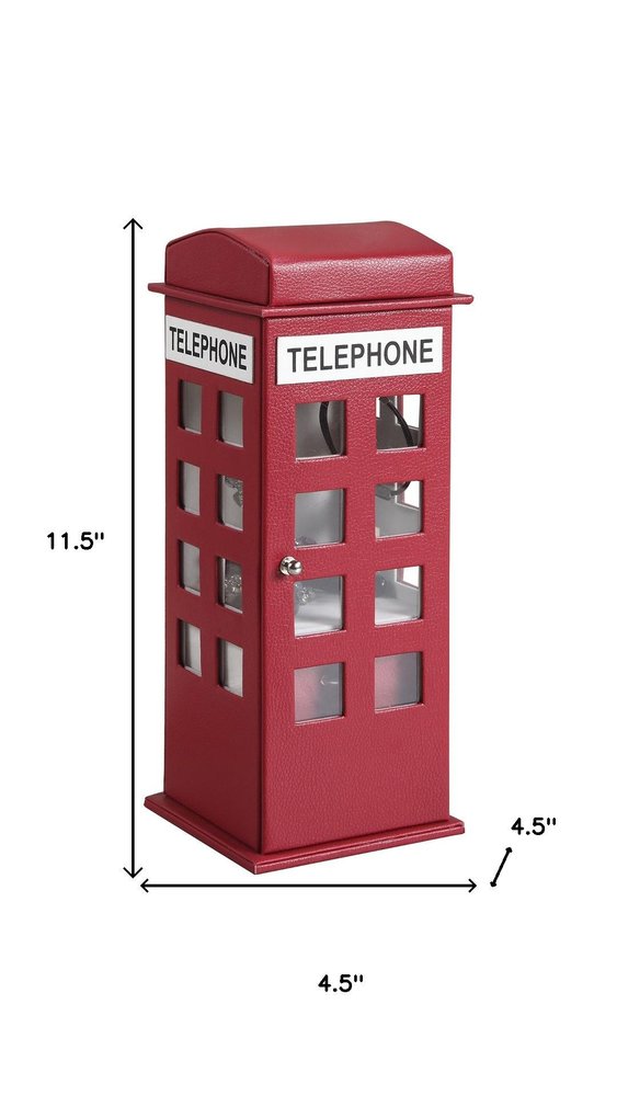 12" White Faux Leather Telephone Booth Jewelry Box HomeRoots