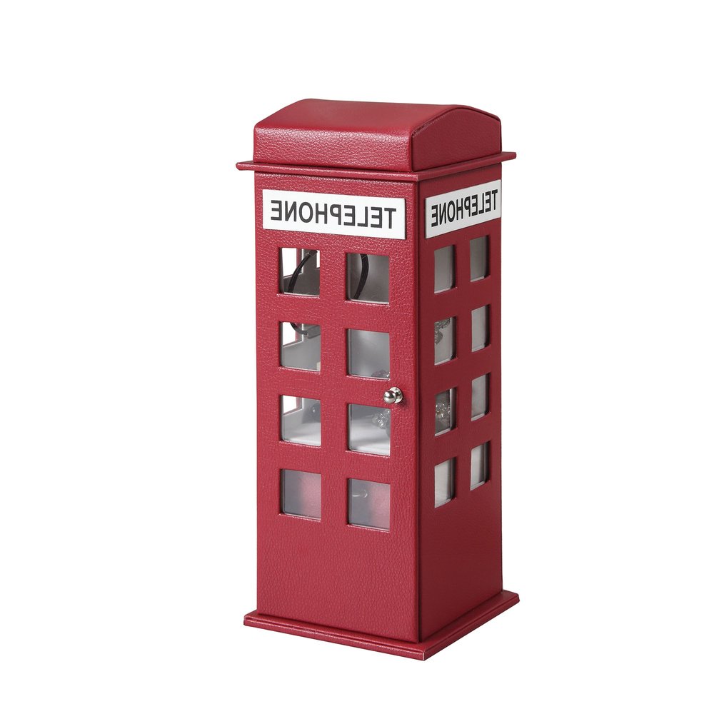 12" White Faux Leather Telephone Booth Jewelry Box HomeRoots