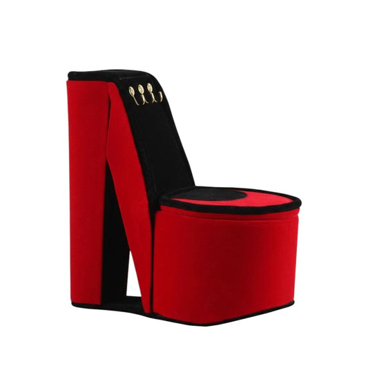 9" Red Black And Gold Velvet High Heel Jewelry Box HomeRoots