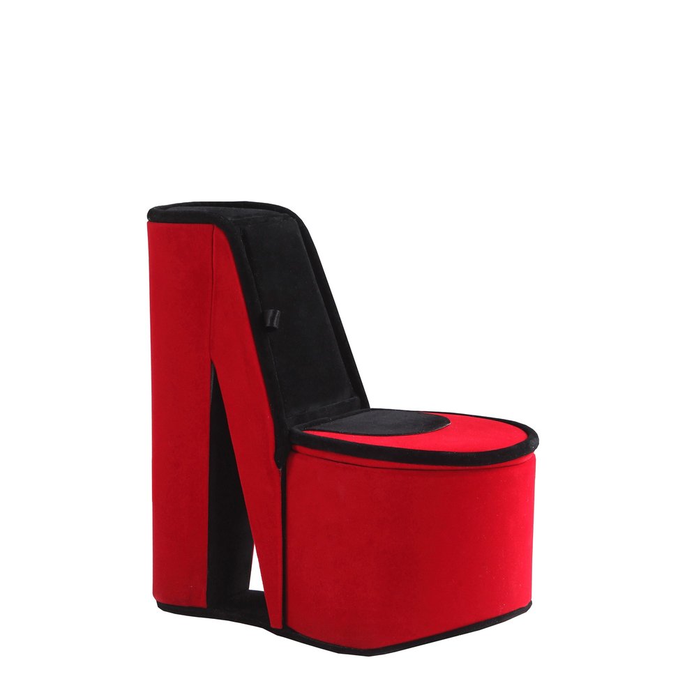 9" Red And Black Velvet High Heel Jewelry Box HomeRoots