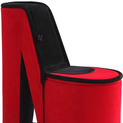 9" Red And Black Velvet High Heel Jewelry Box HomeRoots