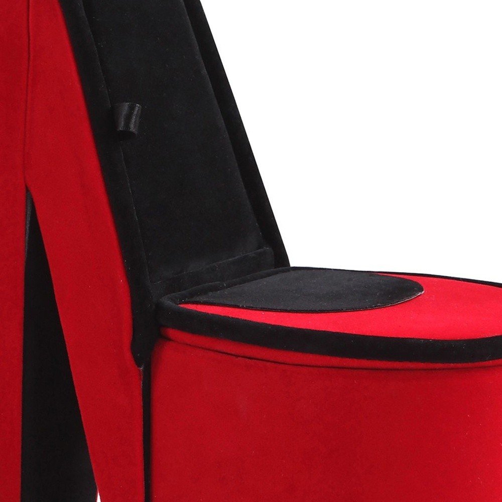 9" Red And Black Velvet High Heel Jewelry Box HomeRoots