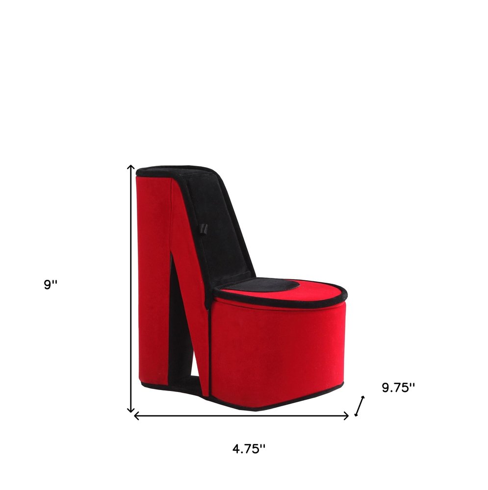 9" Red And Black Velvet High Heel Jewelry Box HomeRoots