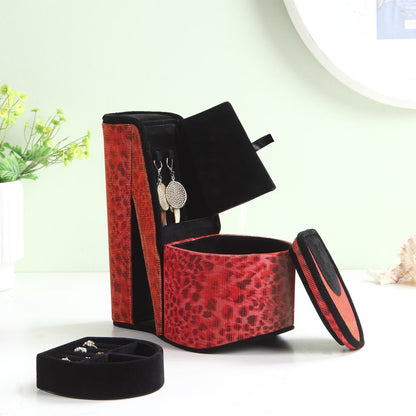 9" Purple And Black Glitter Velvet High Heel Jewelry Box HomeRoots
