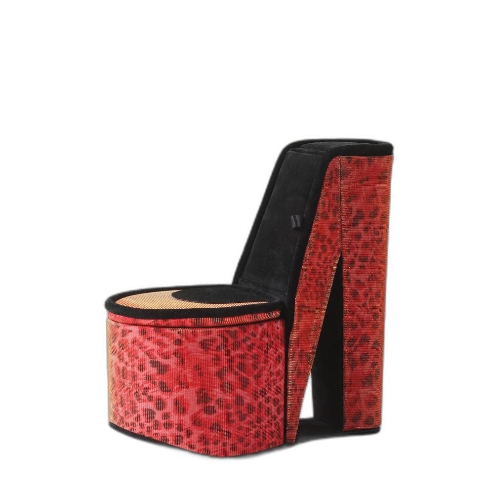 9" Purple And Black Glitter Velvet High Heel Jewelry Box HomeRoots