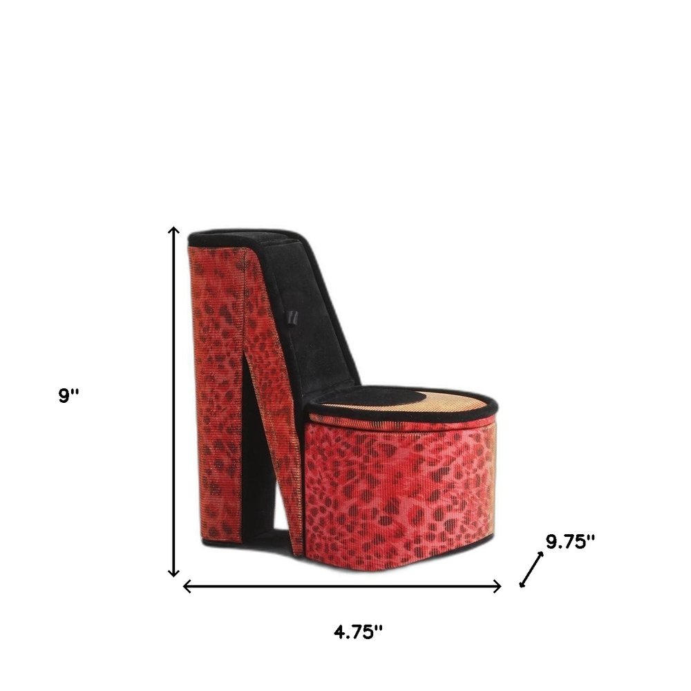 9" Turquoise And Black Velvet High Heel Jewelry Box HomeRoots