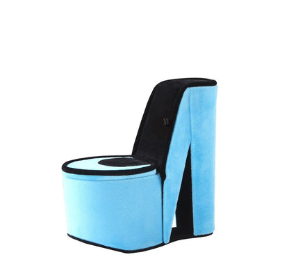 9" Turquoise And Black Velvet High Heel Jewelry Box HomeRoots