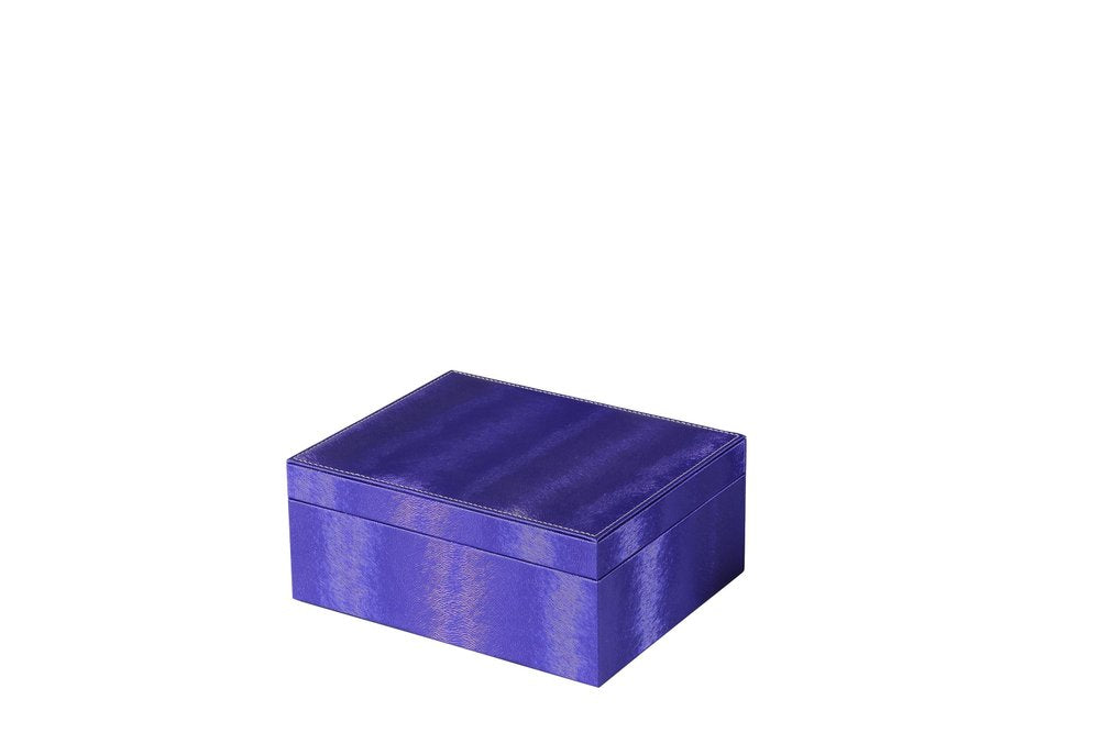 10" Azure Faux Leather Six Section Mirrored Jewelry Box HomeRoots