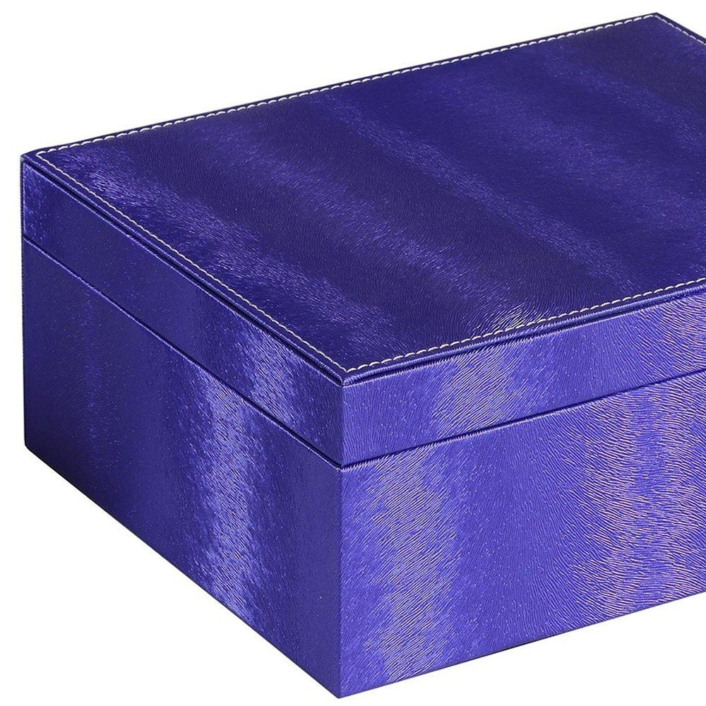 10" Azure Faux Leather Six Section Mirrored Jewelry Box HomeRoots