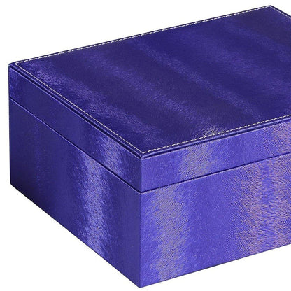 10" Azure Faux Leather Six Section Mirrored Jewelry Box HomeRoots
