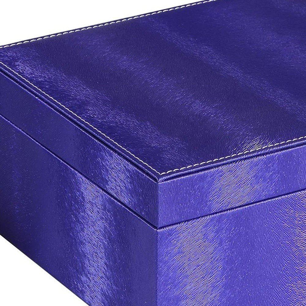 10" Azure Faux Leather Six Section Mirrored Jewelry Box HomeRoots