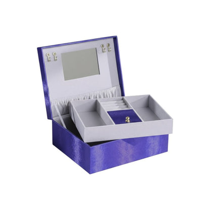 10" Azure Faux Leather Six Section Mirrored Jewelry Box HomeRoots