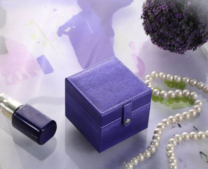 4" Azure Faux Leather Five Section Jewelry Box Travel Case With Mirror HomeRoots