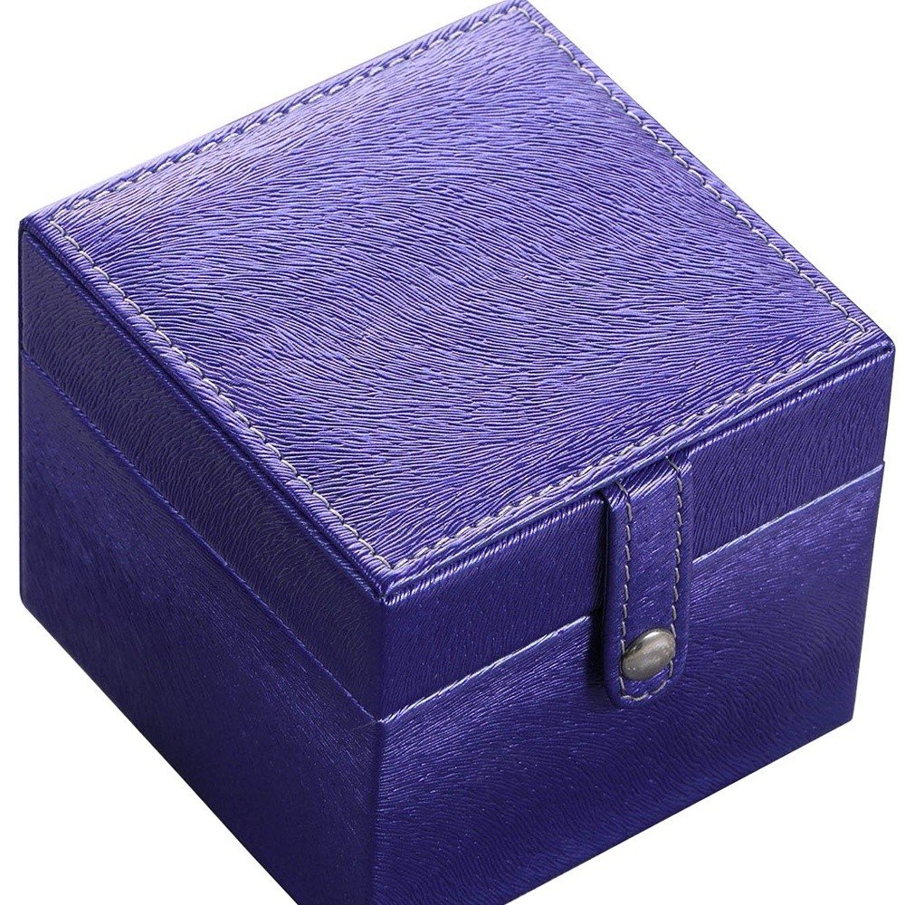 4" Azure Faux Leather Five Section Jewelry Box Travel Case With Mirror HomeRoots