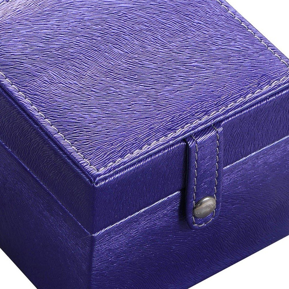 4" Azure Faux Leather Five Section Jewelry Box Travel Case With Mirror HomeRoots