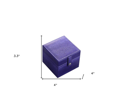 4" Azure Faux Leather Five Section Jewelry Box Travel Case With Mirror HomeRoots