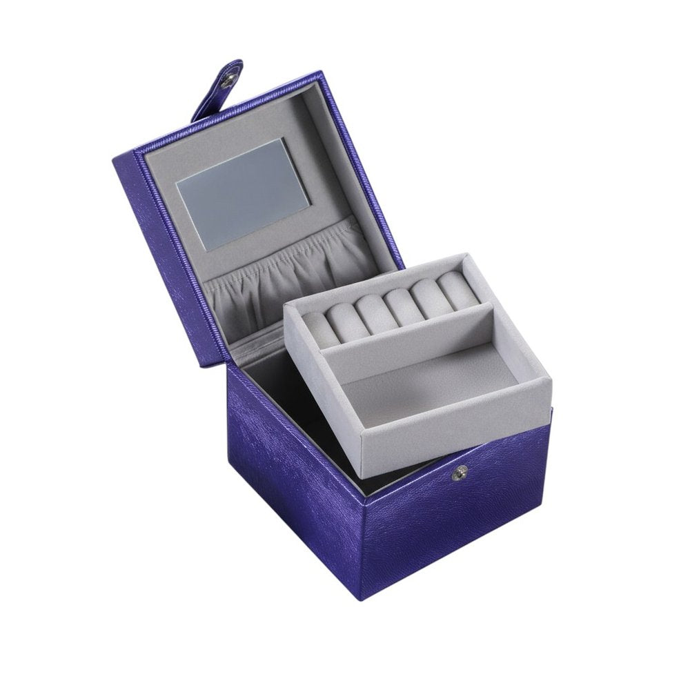 4" Azure Faux Leather Five Section Jewelry Box Travel Case With Mirror HomeRoots