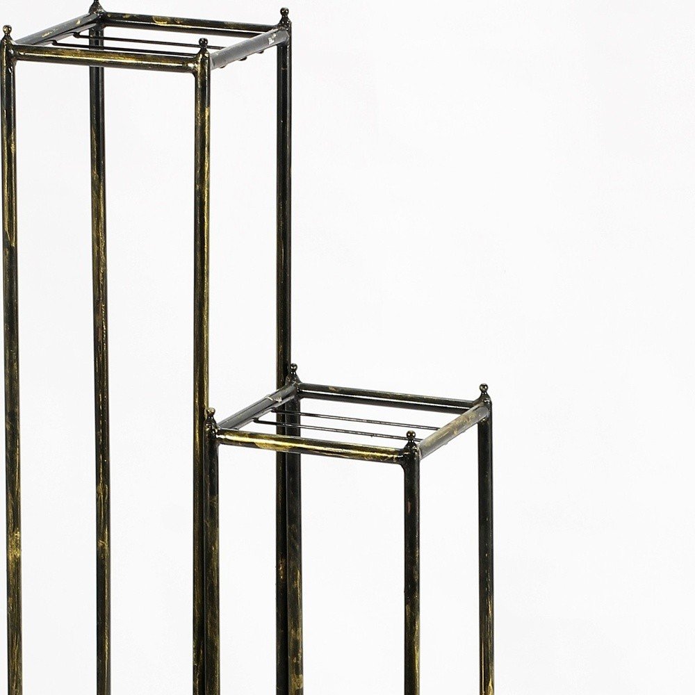 Set of Three Black And Gold Metal Garden Accents Accessories HomeRoots