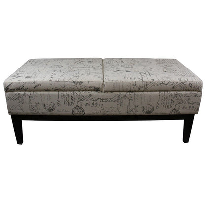 Black and White Vintage Postcard Print Dual Lift Storage Bench HomeRoots