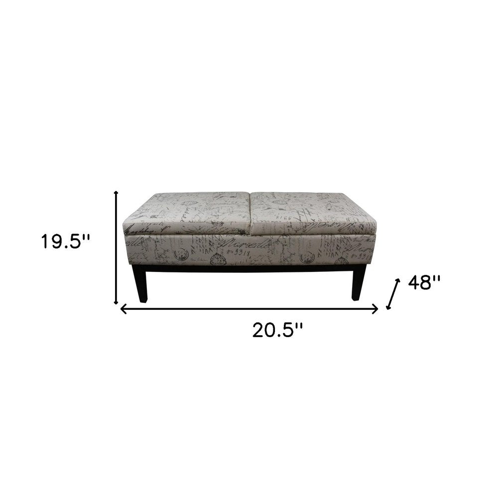 Black and White Vintage Postcard Print Dual Lift Storage Bench HomeRoots