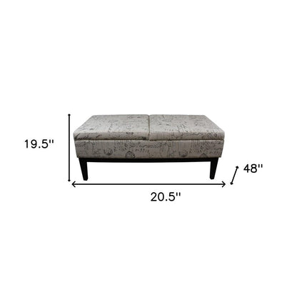 Black and White Vintage Postcard Print Dual Lift Storage Bench HomeRoots