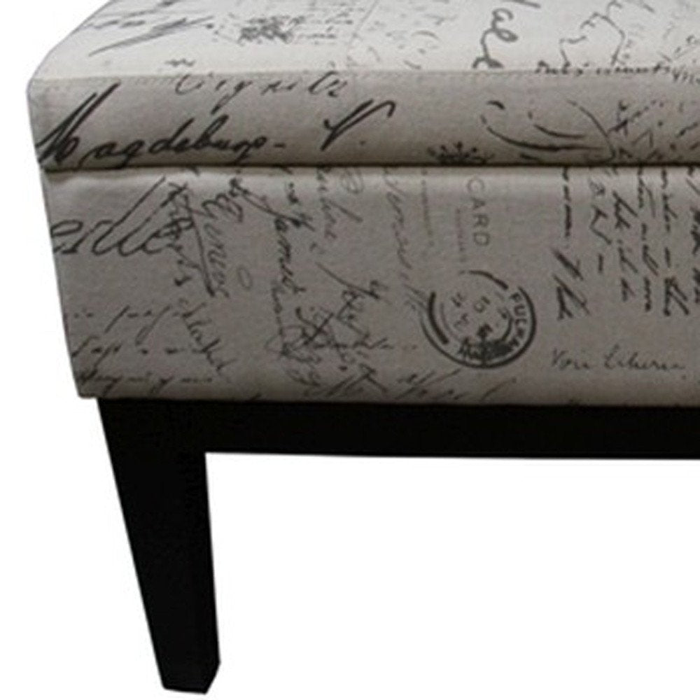 Black and White Vintage Postcard Print Dual Lift Storage Bench HomeRoots