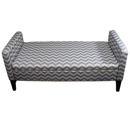 53" Gray and White and Black Upholstered Polyester Blend Geometric Bench with Flip top