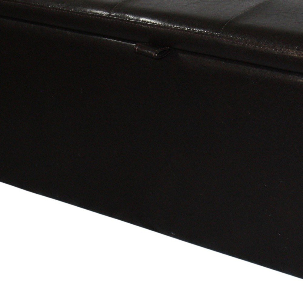 17" Brown Upholstered Faux Leather Bench with Flip top HomeRoots