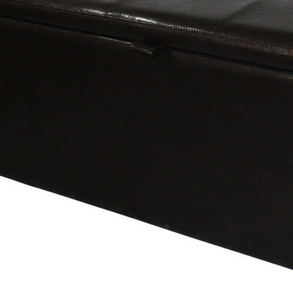 17" Brown Upholstered Faux Leather Bench with Flip top HomeRoots