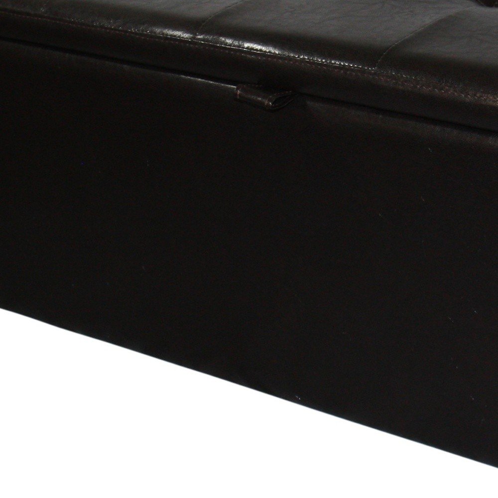 17" Brown Upholstered Faux Leather Bench with Flip top HomeRoots
