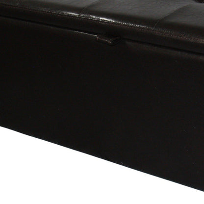 17" Brown Upholstered Faux Leather Bench with Flip top HomeRoots