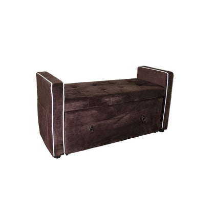 Brown Suede Shoe Storage Bench with Drawer HomeRoots