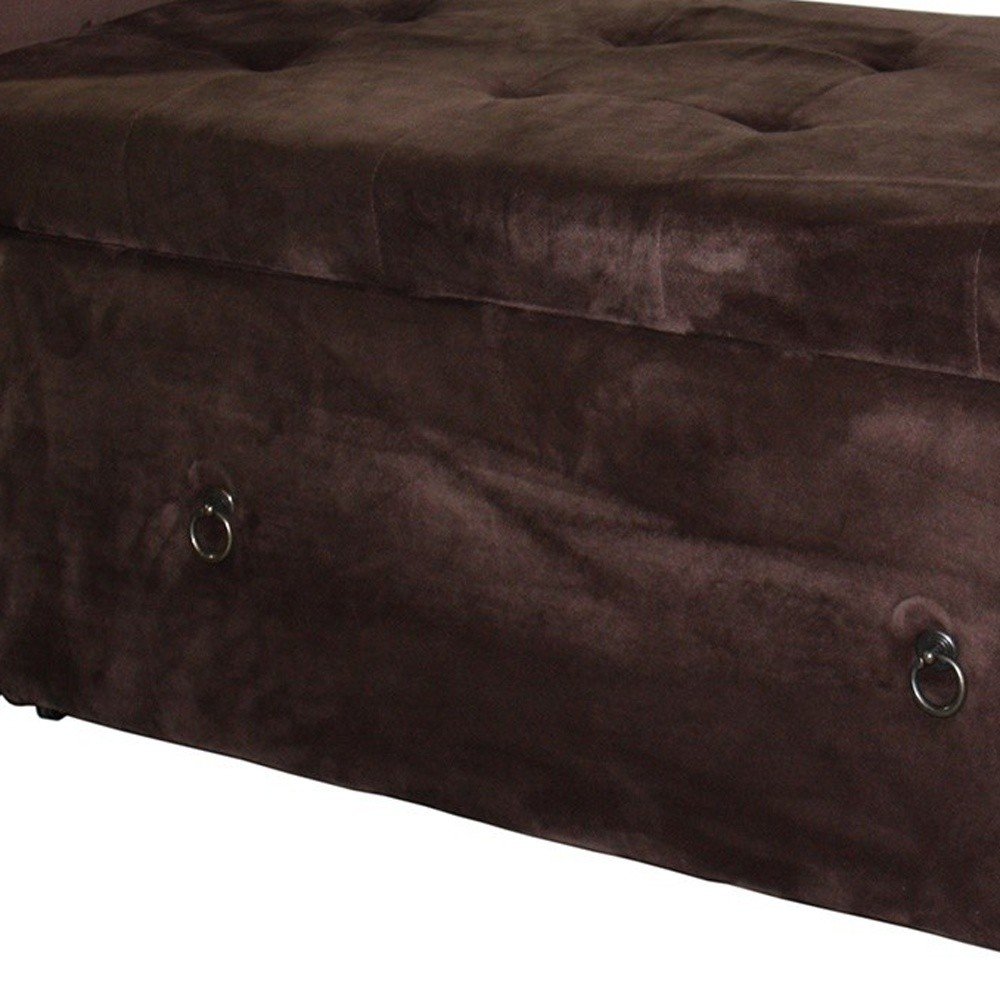 Brown Suede Shoe Storage Bench with Drawer HomeRoots