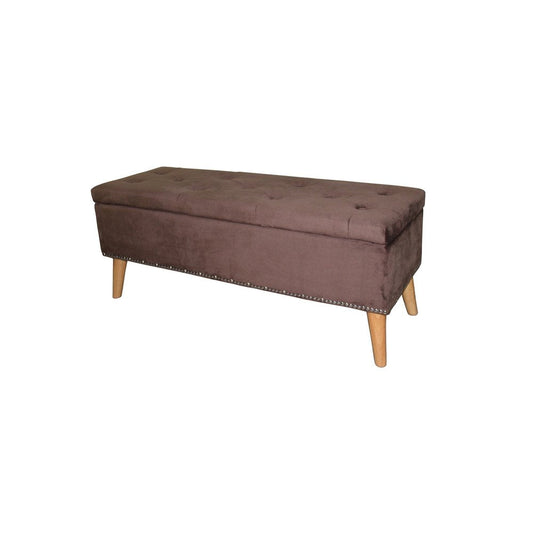 Cozy Brown Suede Storage Bench HomeRoots