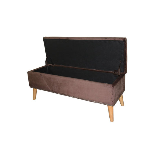 Cozy Brown Suede Storage Bench HomeRoots