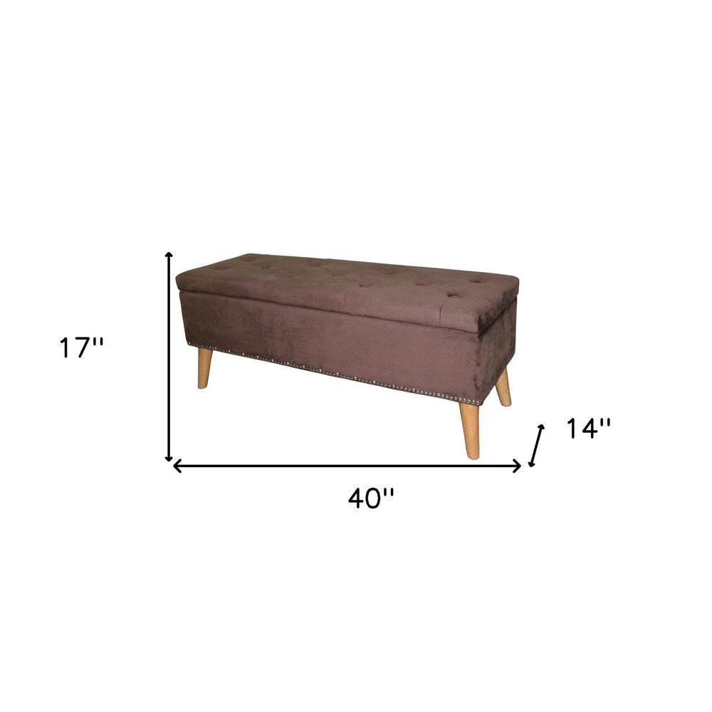 Cozy Brown Suede Storage Bench HomeRoots