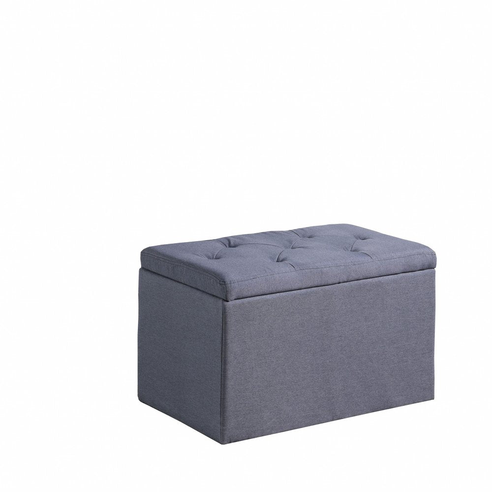 17" Dark Gray Linen Tufted Storage Ottoman HomeRoots