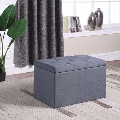 17" Dark Gray Linen Tufted Storage Ottoman HomeRoots