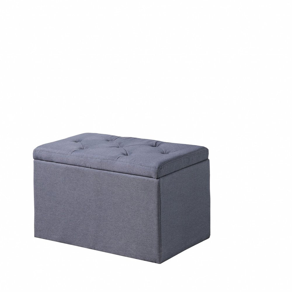 17" Dark Gray Linen Tufted Storage Ottoman HomeRoots