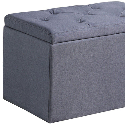 17" Dark Gray Linen Tufted Storage Ottoman HomeRoots