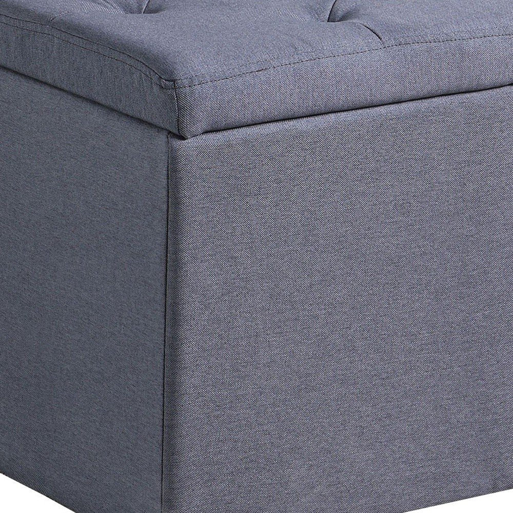 17" Dark Gray Linen Tufted Storage Ottoman HomeRoots