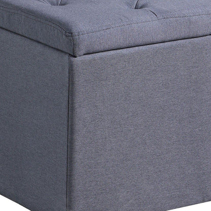 17" Dark Gray Linen Tufted Storage Ottoman HomeRoots
