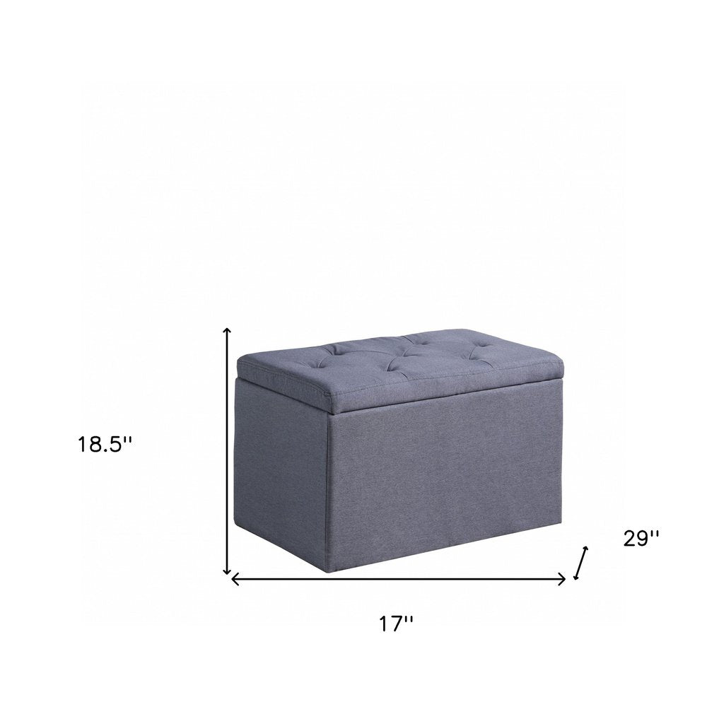 17" Dark Gray Linen Tufted Storage Ottoman HomeRoots