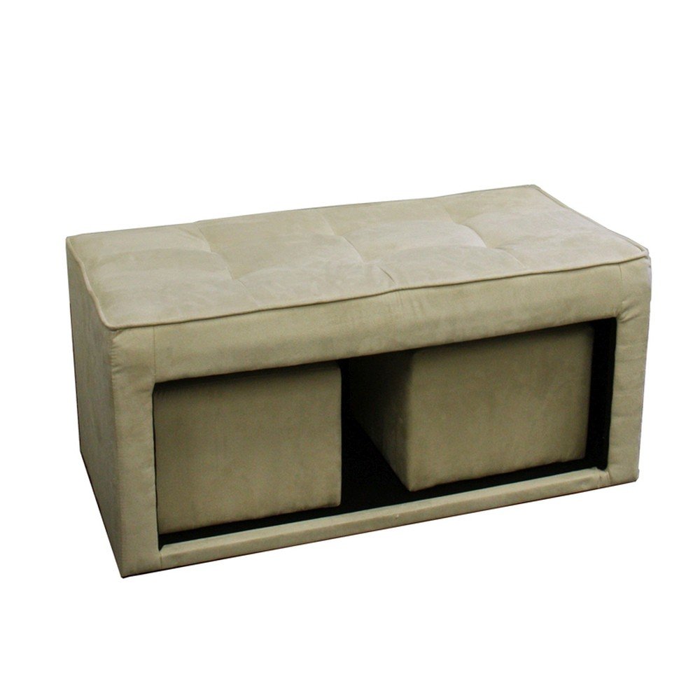 Beige Storage Bench and Ottoman Set HomeRoots