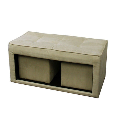Beige Storage Bench and Ottoman Set HomeRoots